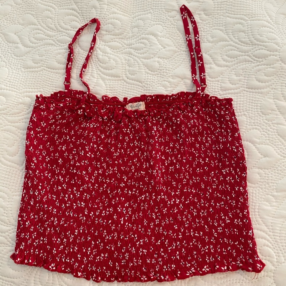 Brandy Melville Red smocked crop Ally tank top